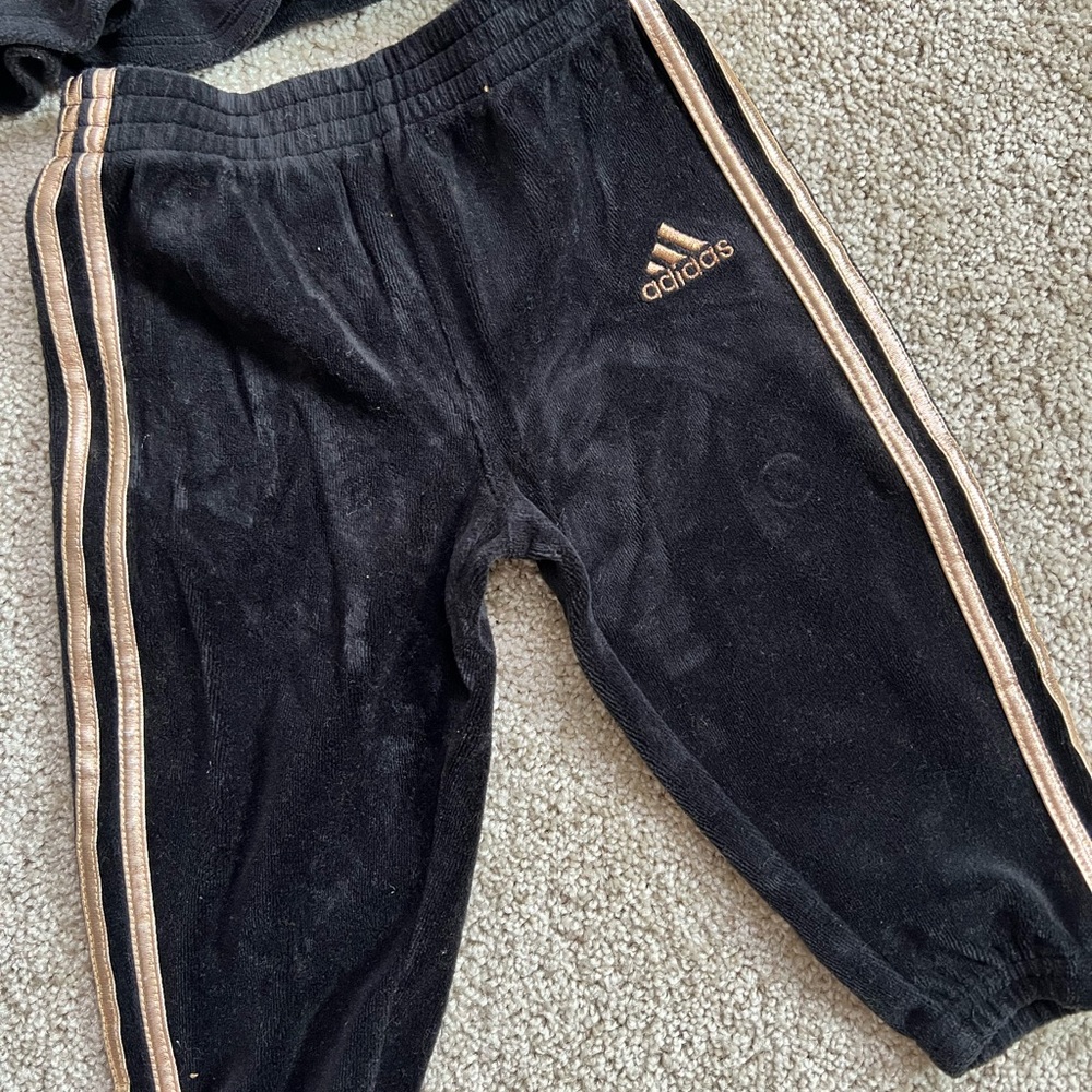 Adidas Kids Black Tracksuit with Gold Stripes - Picture 3 of 7